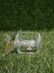 Picture of Glass Square Serving Plate Bowl Stand with Bamboo Base Tray for Dessert Snack Fruit Dried Fruit